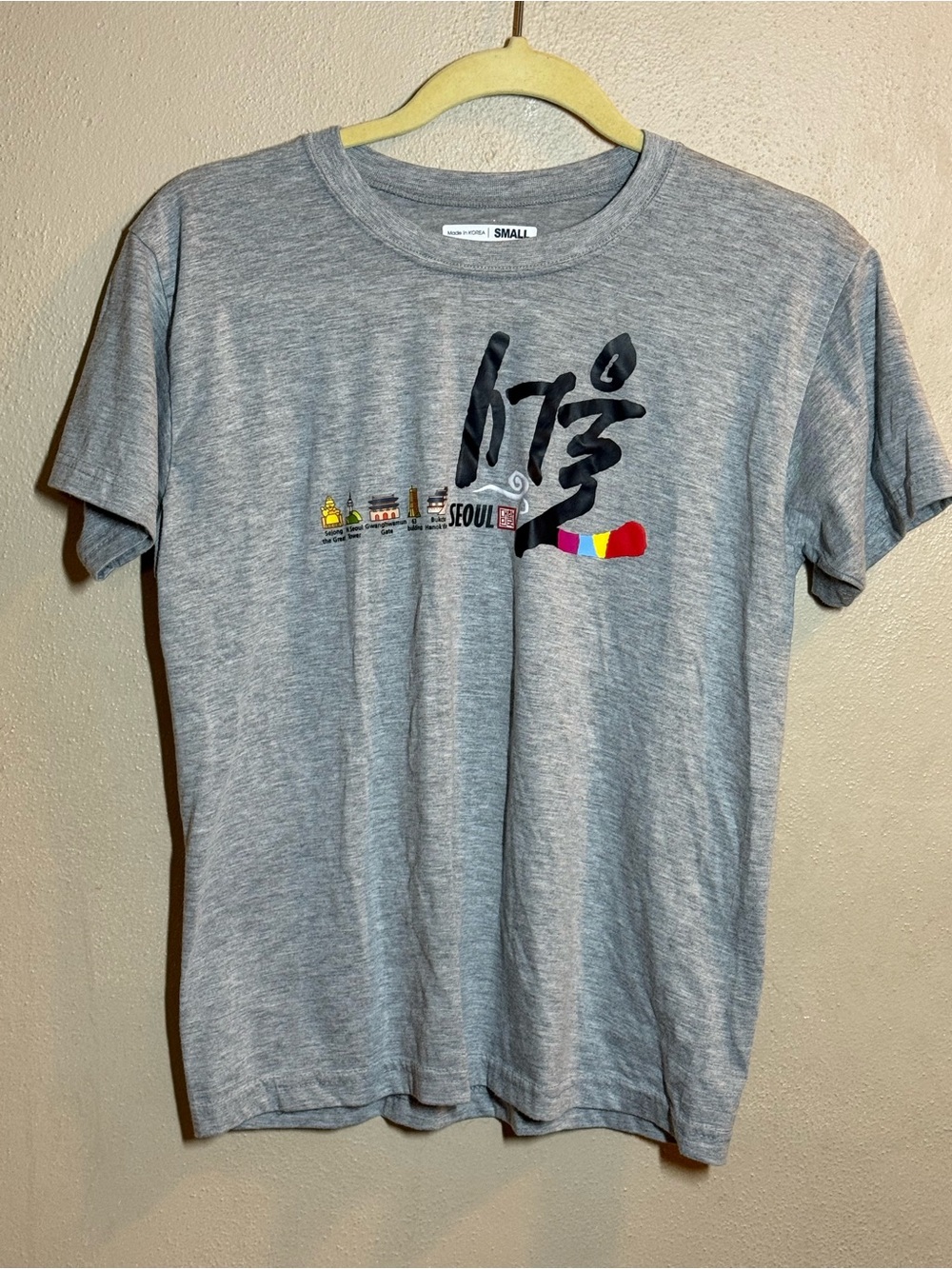 Seoul South Korea Korean Hangeul Landmark Gray T-Shirt Sz Sm